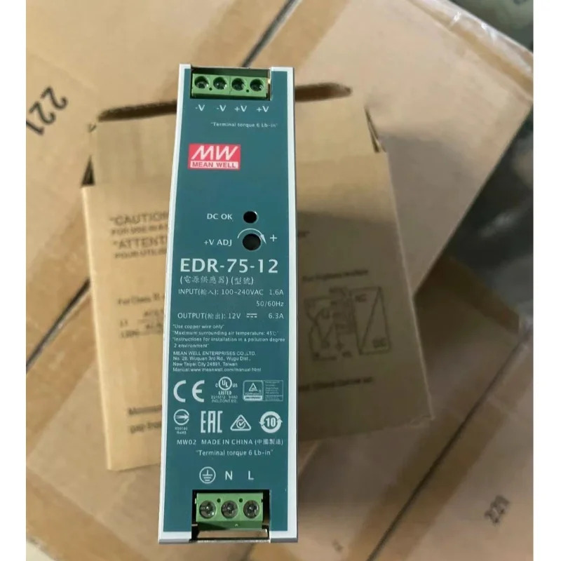 EDR-75-12 Mingwei 레일 스위치 전원공급장치 12V DC 1.6-A6.3A 신