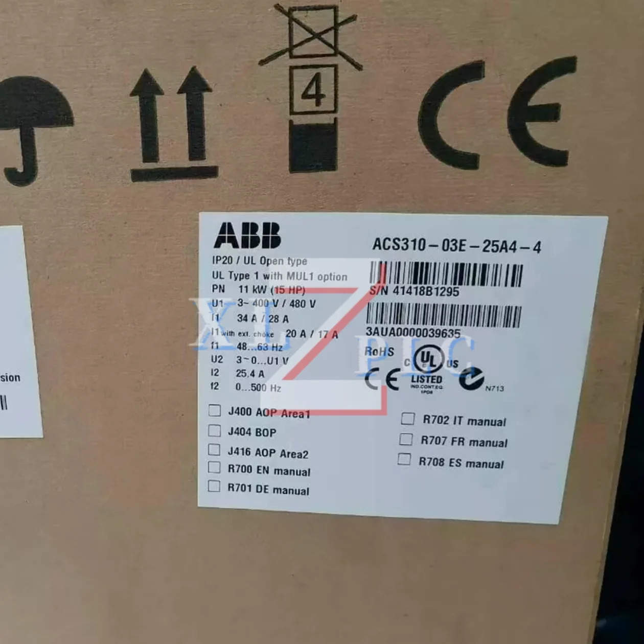 주파수 변환기 원본 ACS310-03E-25A4-4