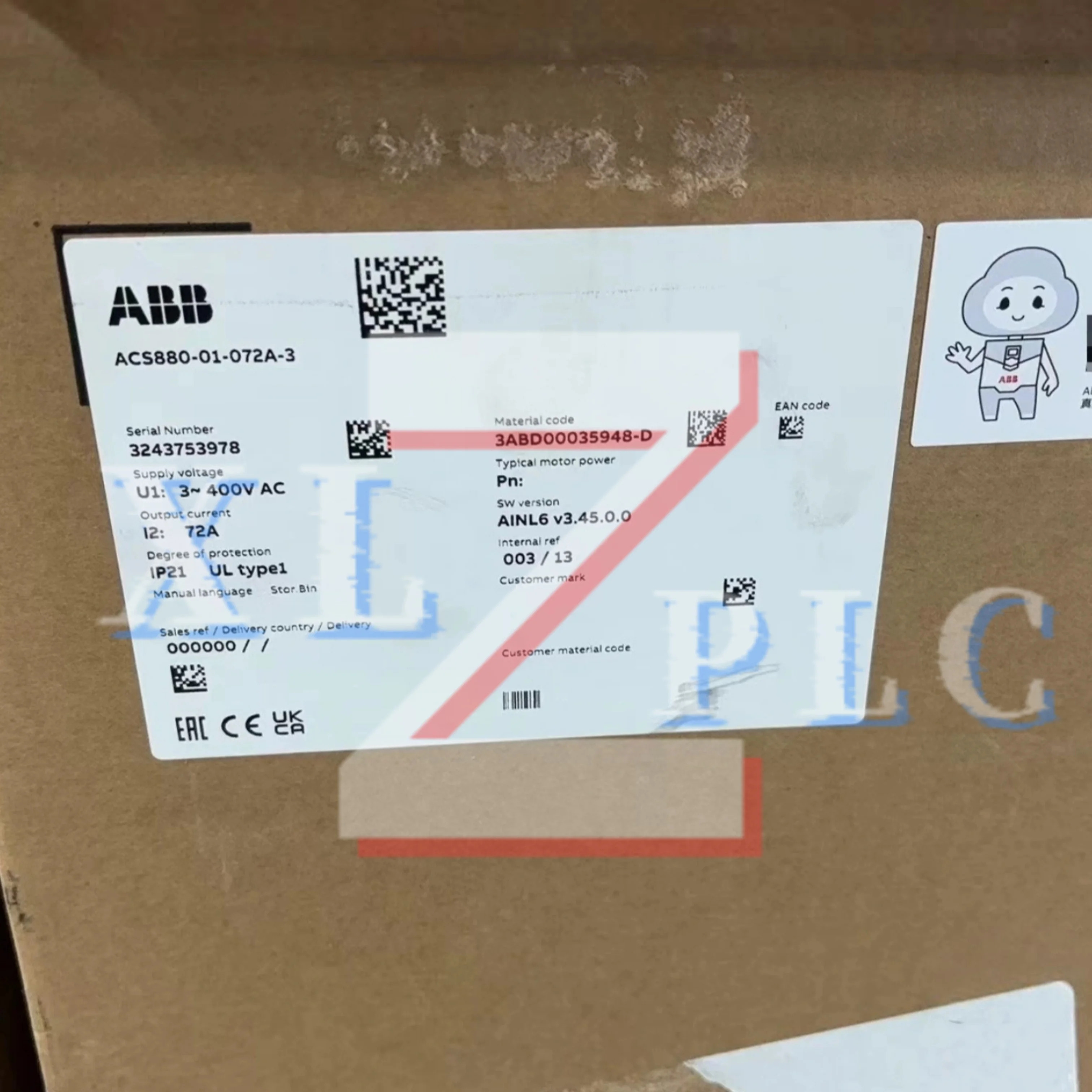 주파수 변환기 ACS880-01-072A-3 ACS880-01-087A-3 신규