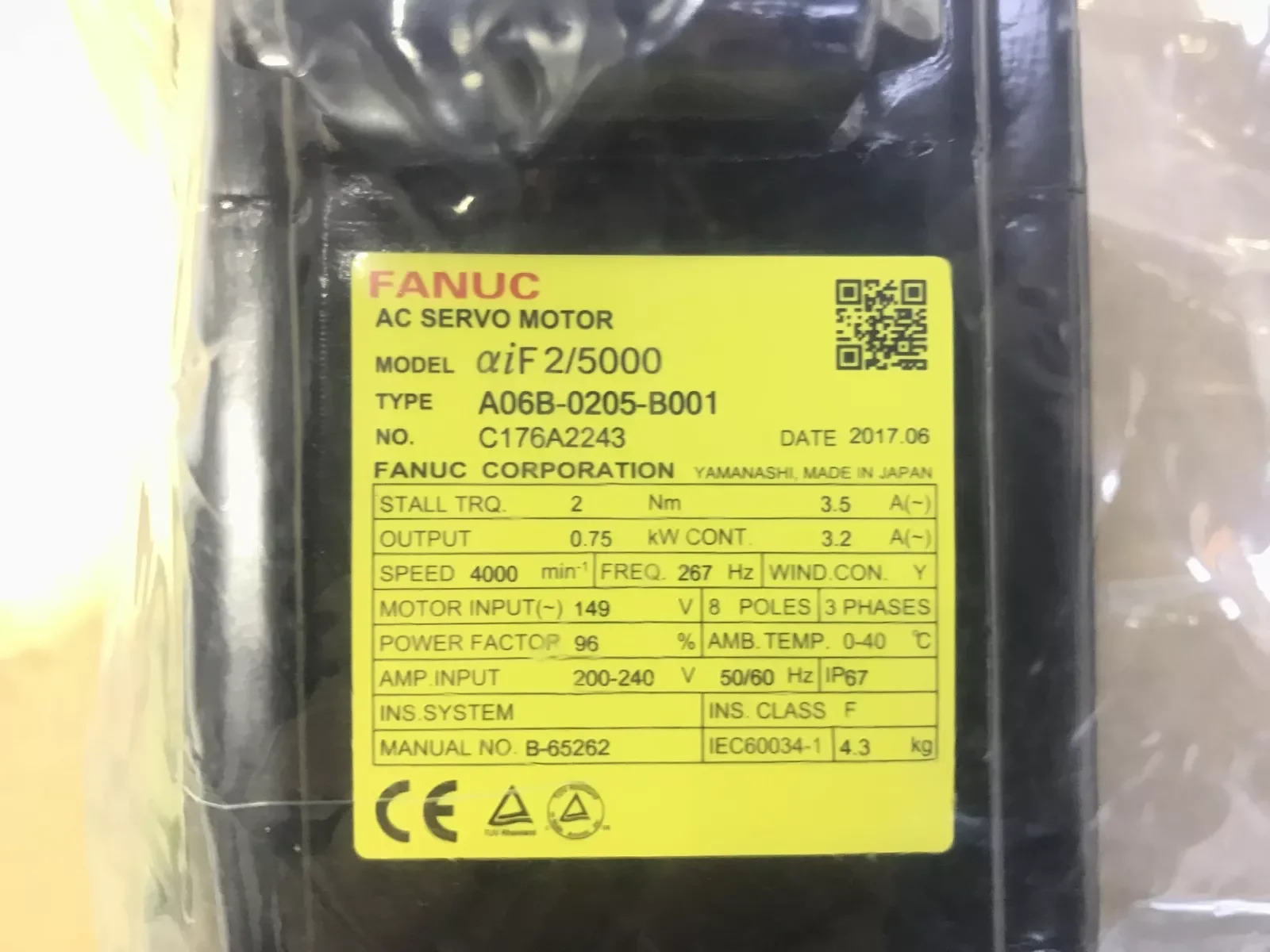 A06B-0205-B001 CNC 기계Fanuc AC 서보모터 12개월 A06B0205B001