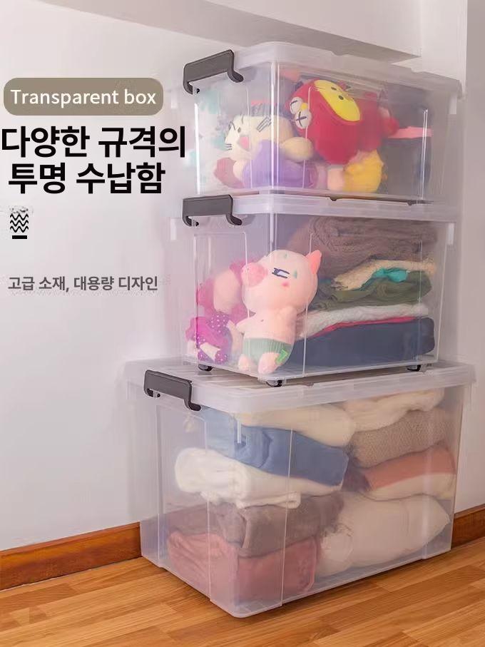 투명 수납함 대용량 슬라이딩 다용도 수납박스 수납장 아크릴 보관함 모듈형 다층 - 상세 이미지 2