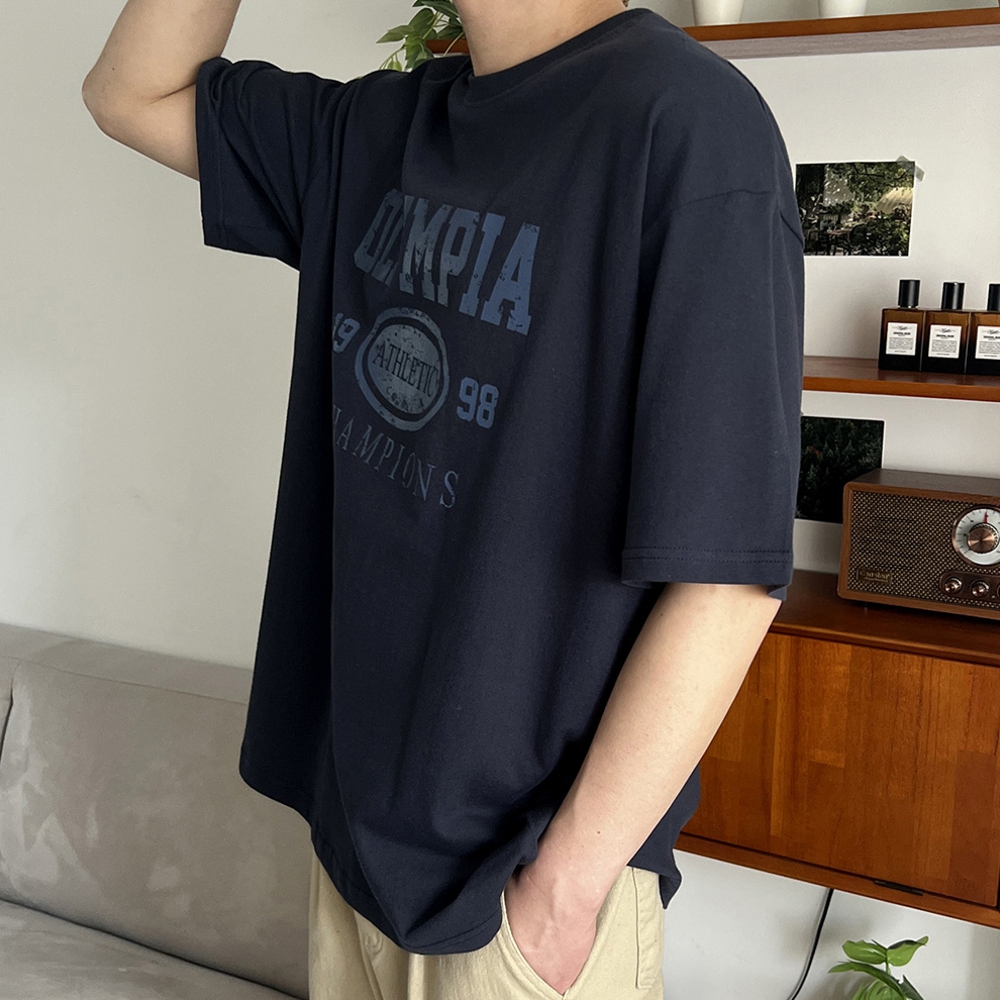 남자 패로 오버핏 여름 20수 면 그래픽 반팔티 이미지 7