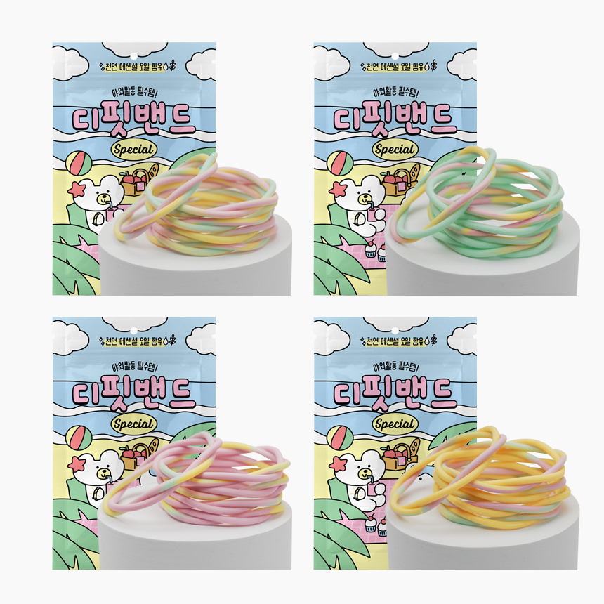 국내제조 디핏밴드 스페셜 4종 혼합 세트, 실리콘 썸머밴드 팔찌 패치 5P 총 20개 - 상품 이미지