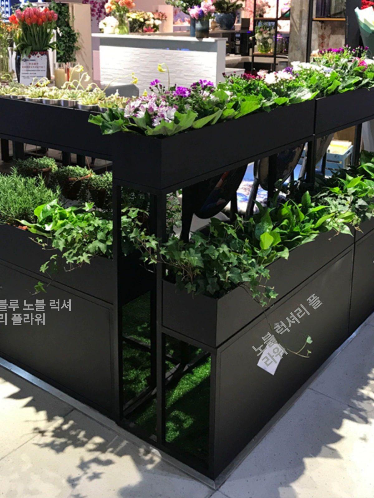 식물 파티션 대형 받침대 플랜트박스 진열대 야외 스탠드 사무실 화분대 빈티지 재질 - 상세 이미지 2