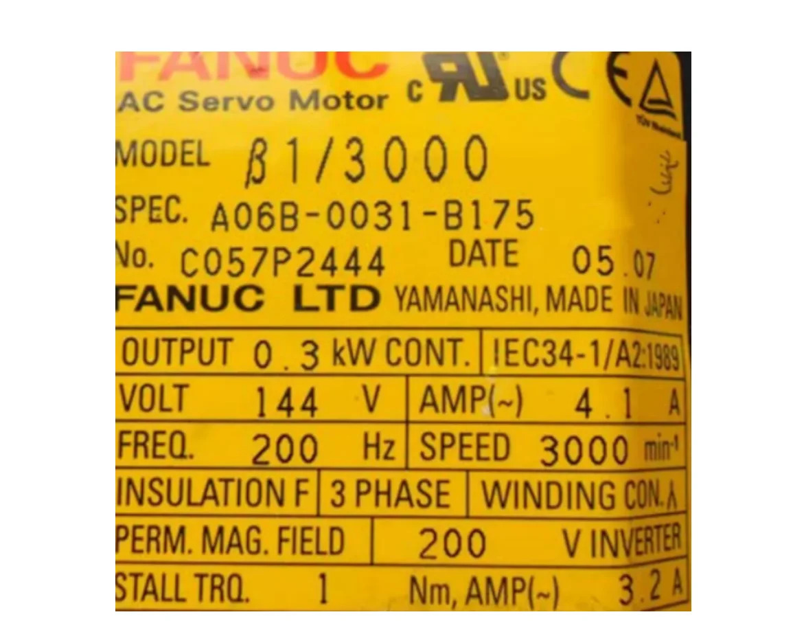 A06B-0031-B175 CNC 기계Fanuc AC 서보모터 12개월 A06B0031B175