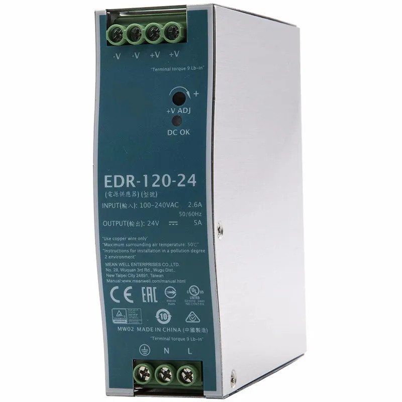 EDR-120-24 단일 출력 산업DIN 레일 전원공급장치 24V DC 5A 120W