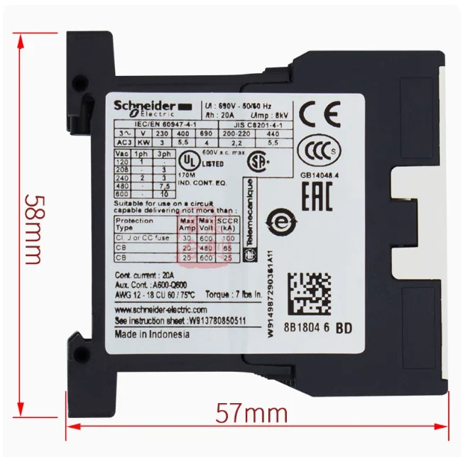 SCHNEIDER DC 접촉기 LP1K1210BD 코일 전압 24V 전류 12A 상시 열림 LP1-K1210BD