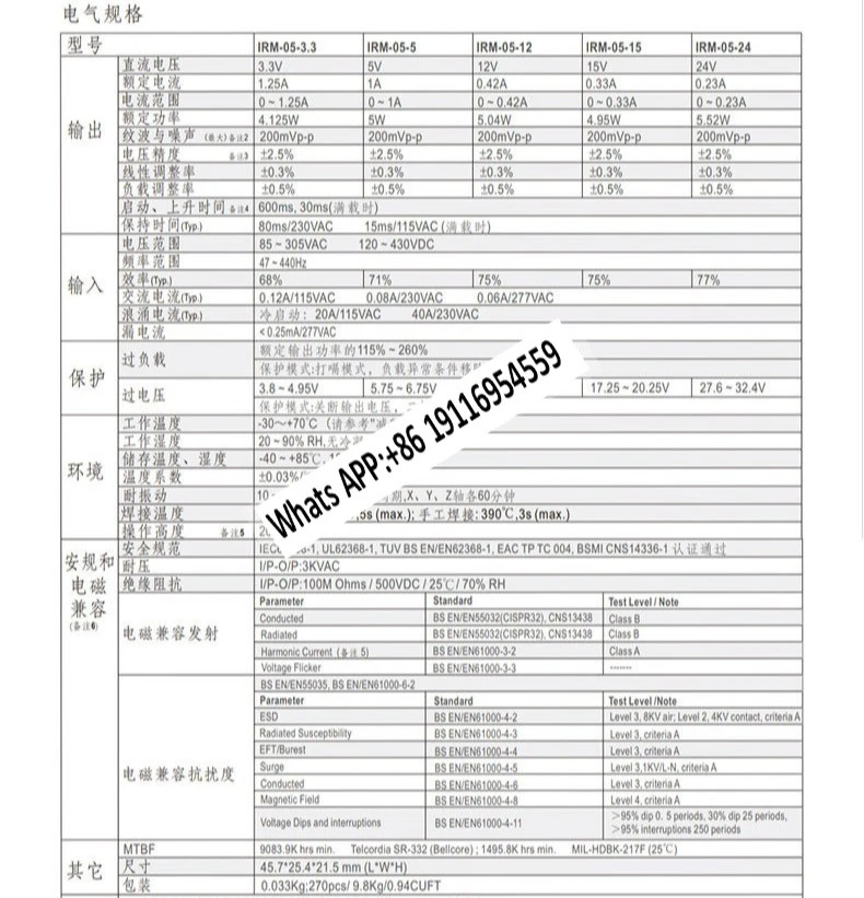 모듈 IRM-05-12 Mingwei 5W 설치 녹색 전원 0.42A 주파수 5.04W