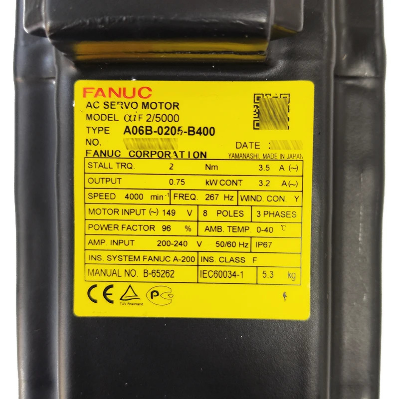 A06B-0205-B400 CNC 기계Fanuc AC 서보모터 리퍼 완료 A06B 0205 B400