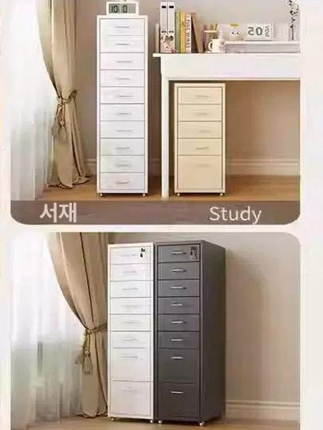 철제 이동식 서랍장 수납 정리함 서랍책상 다용도 바퀴 사무용책상 서류 - 상세 이미지 4