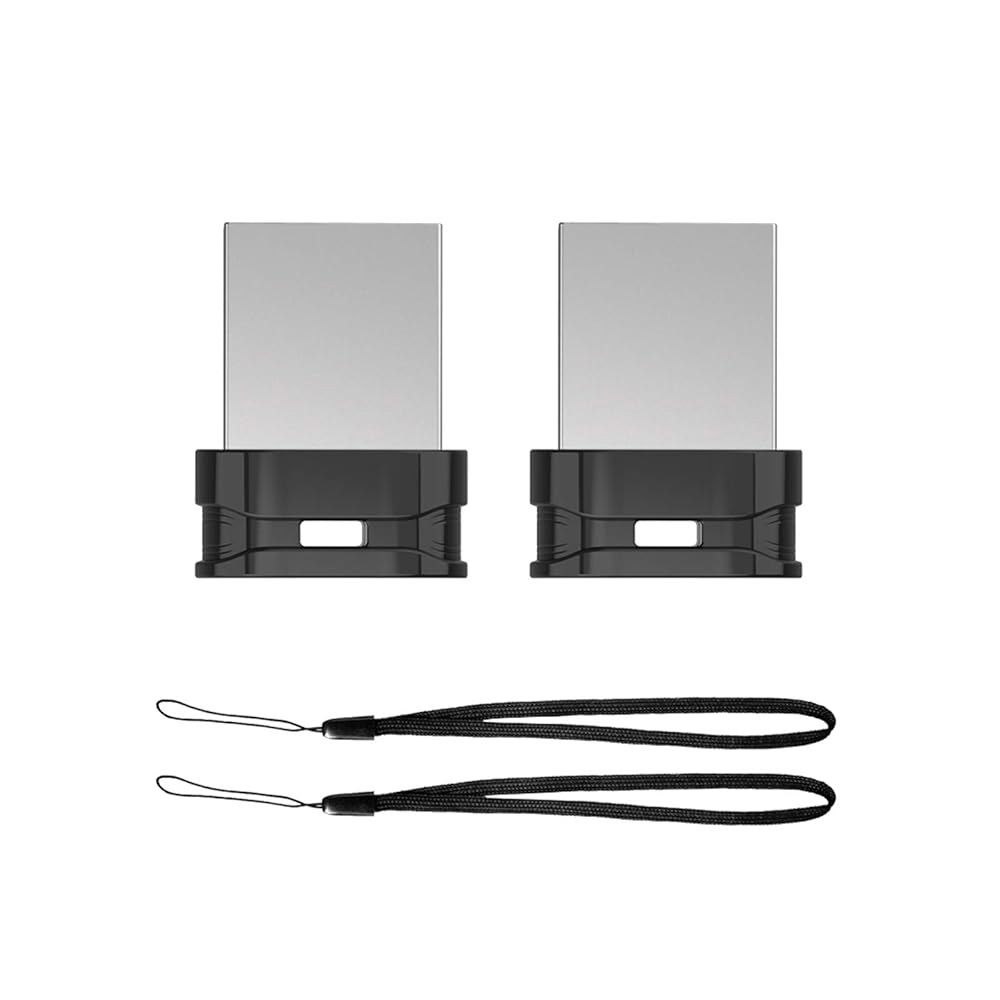 K&ZZ 32GB 2팩 울트라 핏 USB 스몰 드라이브, 스틱 미니 로우 썸 지퍼 랜야드 블랙 메모리 2.0 플래시 포함, 프로파일 32GB Black (2Pack) - 상품 이미지