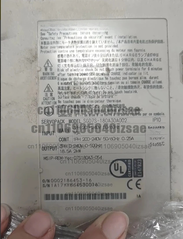 드라이버 SGD7S-180A30A002 200V 2kw 완전 작동 리퍼 완료