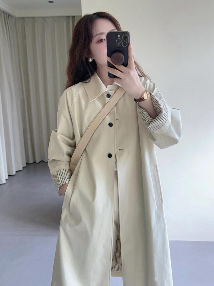 오버사이즈 아이보리코트 카라 가을 여자 루즈핏 아우터 울코트 케이프자켓 - 상세 이미지 5