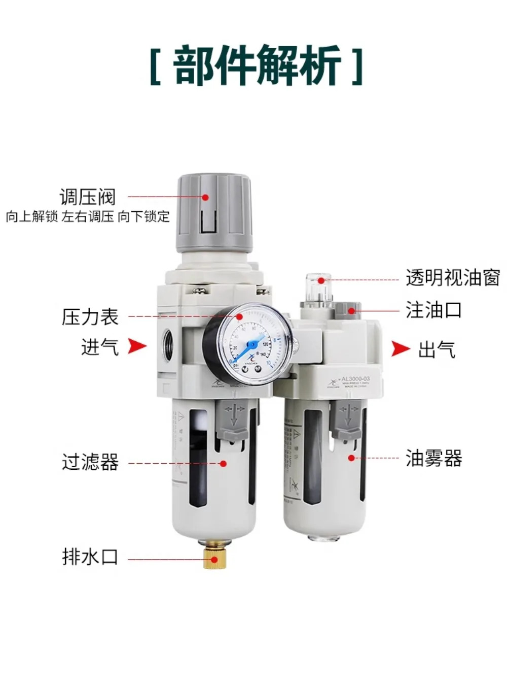 Xingchen 오일-물 분리기 필터 AC2010-02D 자동 배수 2pcs AC3010-03/AC4010