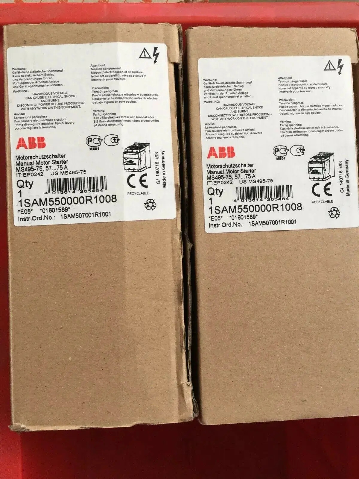 ABB 모터 스타터 보호 MS495-75 MS497-75