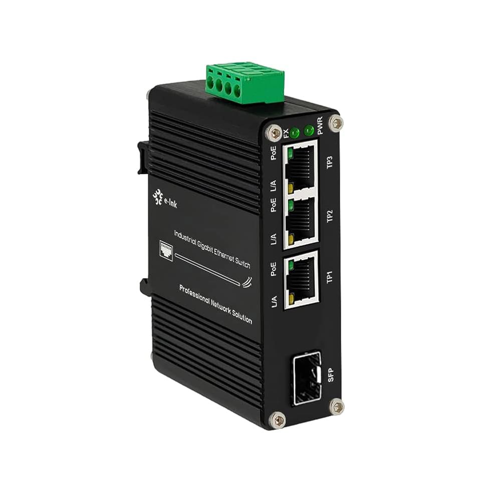 산업용 3포트 기가비트 PoE 스위치, DC12V-48V 레일 RJ45 스위치 폰과 10/100/1000Mbps 마운트, 부스터 호환 IP 카메라 VOIP DC48V 802.3at - 상품 이미지