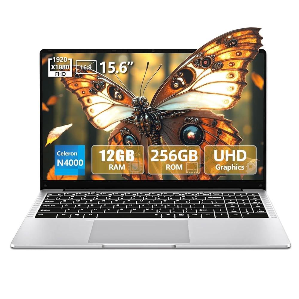 셀러론 N4000이 있는 15.6인치 노트북, 2025 기존 컨버터블 노트북 256GB 넷북 컴퓨터 IPS WiFi+BT4.2+미니 HDMI+TF FHD 게이밍 1920x1080,