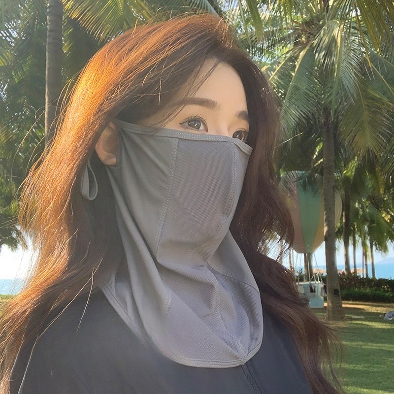 자외선 차단 쿨 냉감 기능성 원단 얼굴 목 전체 커버 마스크 귀걸이형 메쉬 통기성 땀 - 상세 이미지 2