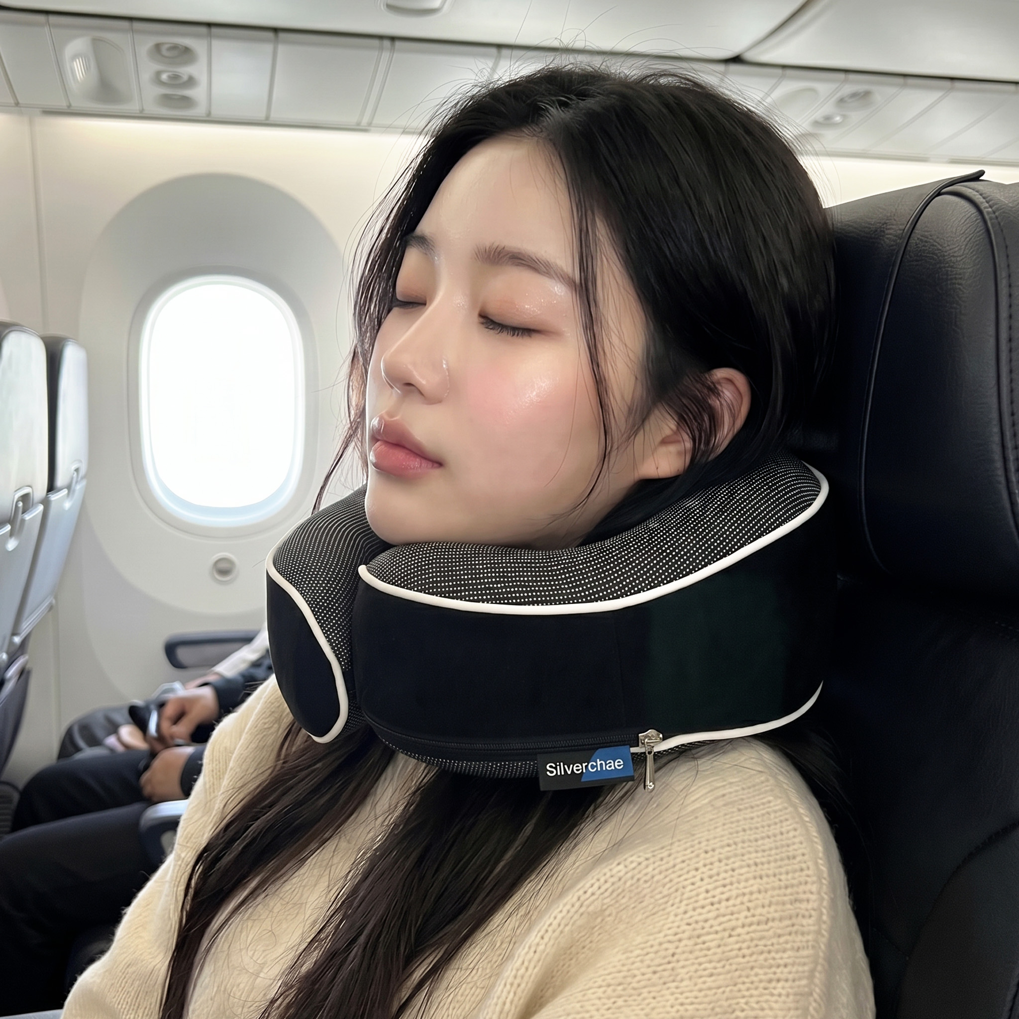 네이버 실버채 기내용 목베개 여행용 목베개 비행기 휴대용 파우치세트