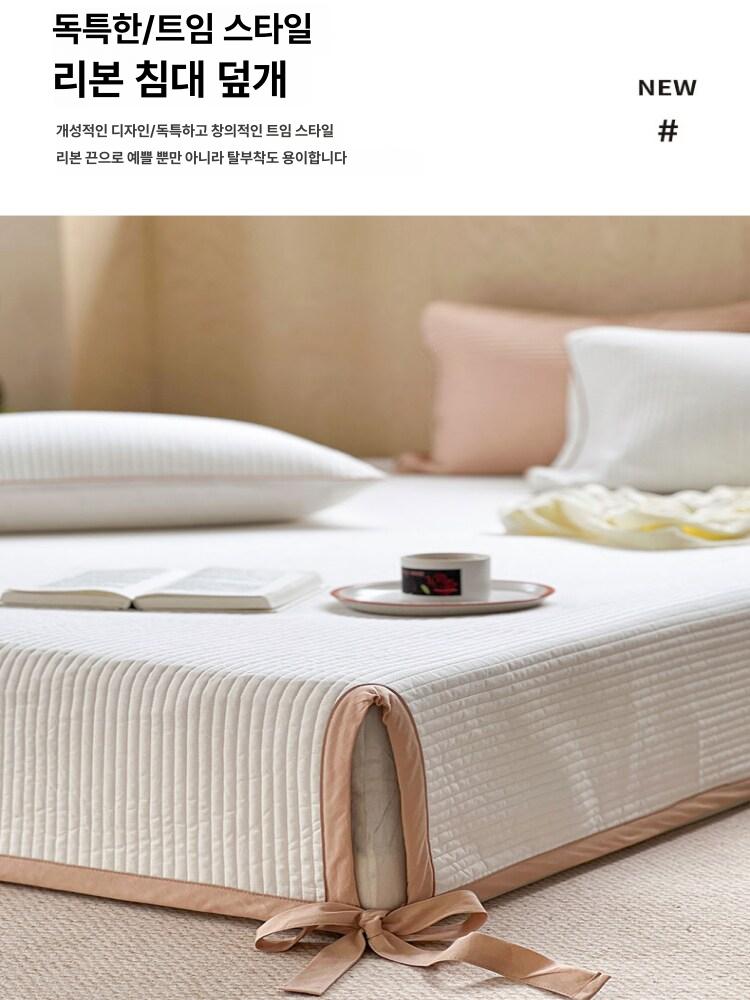 순면 목화솜 40수 침대 패드 누빔 매트리스 커버 zb화이트 싱글 [150x200cm] - 상세 이미지 4