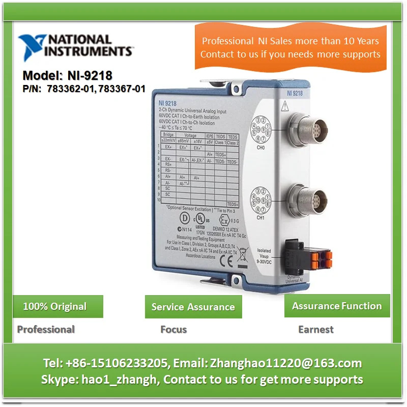 NI 9218 783362-01 51.2 kS/s/ch 2채널 C 시리즈 일반 아날로그 입력모듈 다 측정용으로 특별히 설계