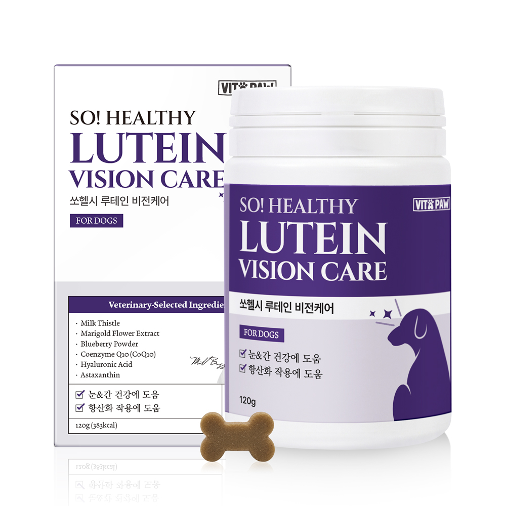 비타파우 강아지 눈 영양제 백내장 눈물 자국 눈꼽 냄새 간 노견 루테인 120g, 1개 - 상품 이미지