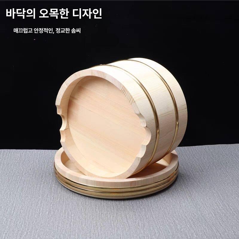 소형 초밥통 그릇 나무밥통 용기 원형쟁반 샤리워머 뚜껑 지름 일본식 - 상세 이미지 3