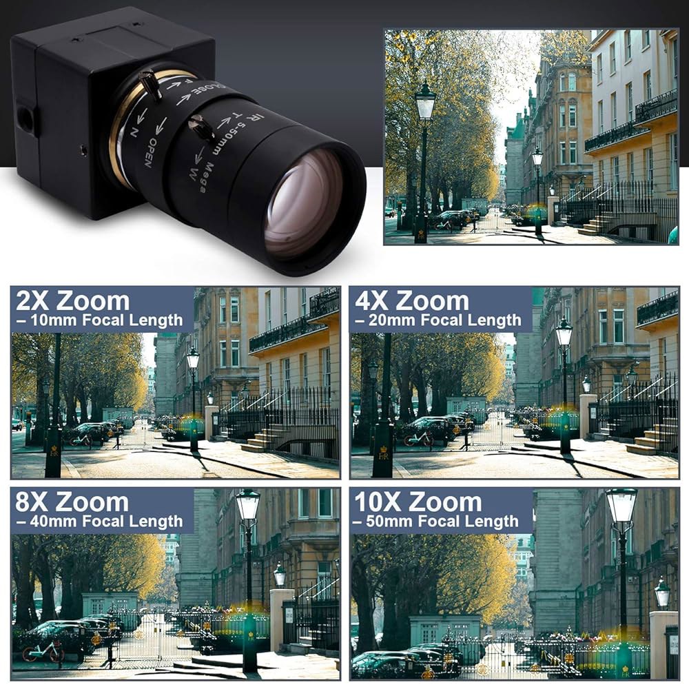 SVPRO 2MP USB 웹 카메라 5-50mm PC OTG, CS 렌즈 광학 UVC 캠 프리 미니 마운트 줌 CMOS 고속 드라이브 1080P HD 웹캠 프레임 컴퓨터 10X - 상세 이미지 3