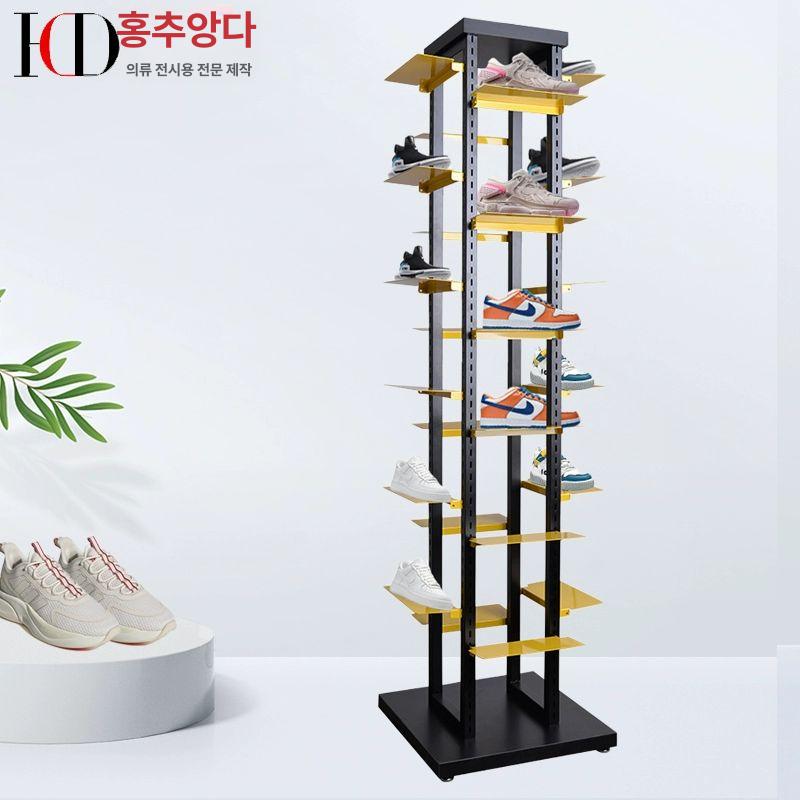 회전 진열대 전시 슈즈 구두 랙 신발장 인테리어 쇼케이스 원형 가게 조명 쇼핑몰 - 상세 이미지 5