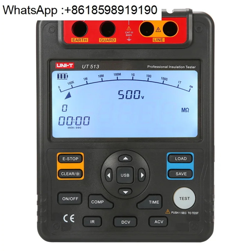 Ulide UT501A 절연 저항 테스터 고정밀 전기 쉐이크 미터 1000V 디지털 메가 옴 500V