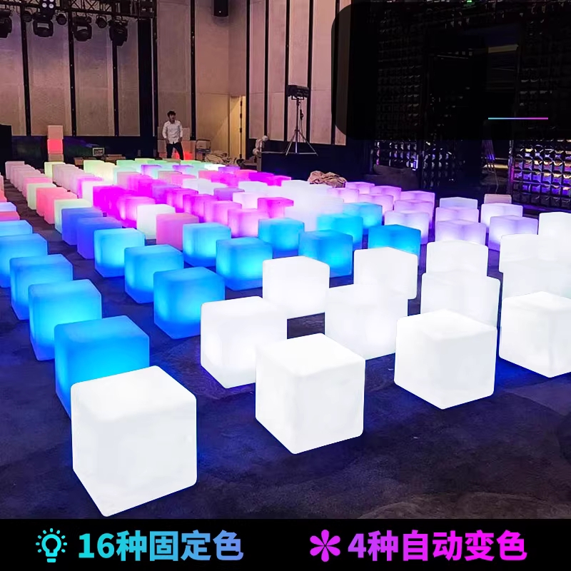 LED 큐브 의자 사각형 인테리어 공원 야외 촬영장 충전식 20cm - 상세 이미지 4