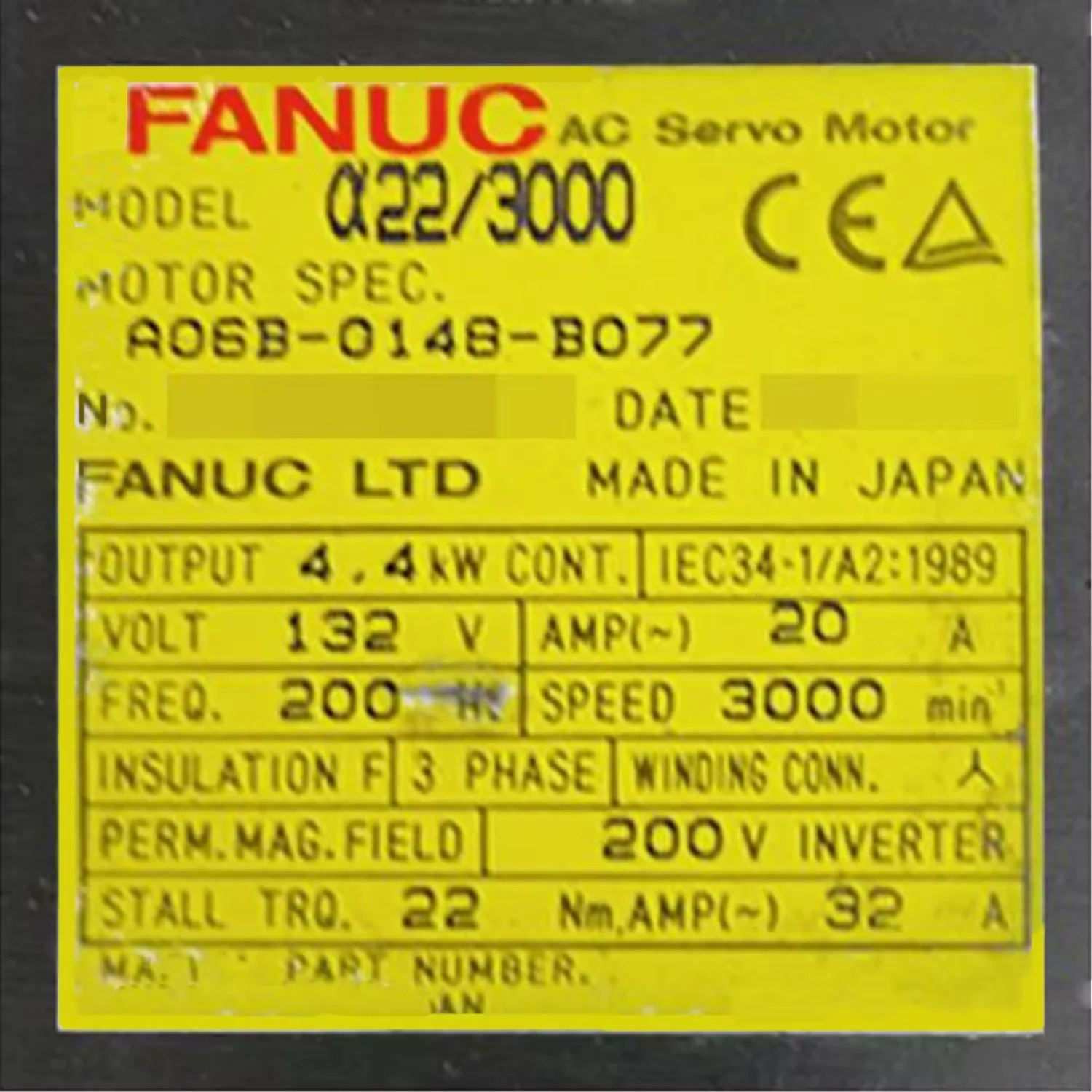 A06B-0148-B077 Fanuc 서보모터 CNC 컨트롤러 리퍼 완료 A06B0148B077