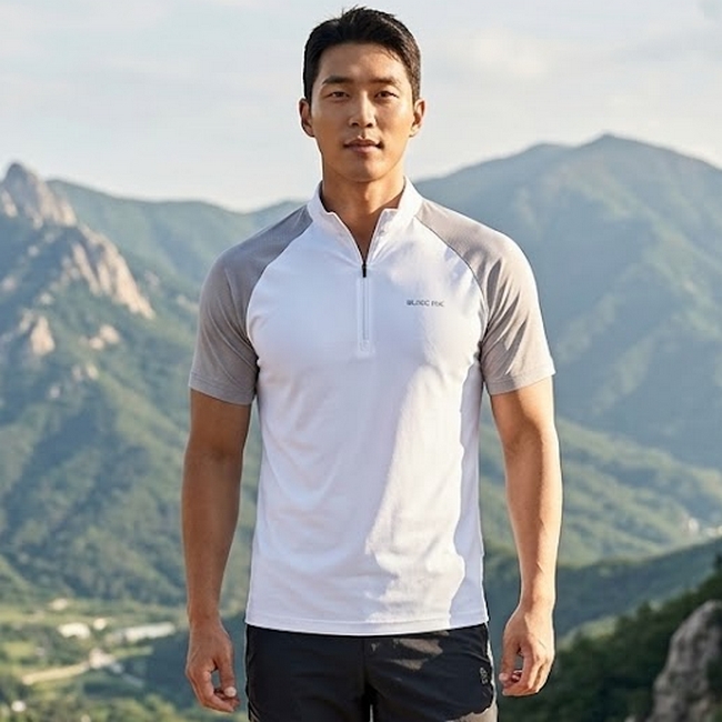 블랙야크 남성 여름 냉감 아이스 반집업 아우터 등산 반팔티셔츠 - 상품 이미지