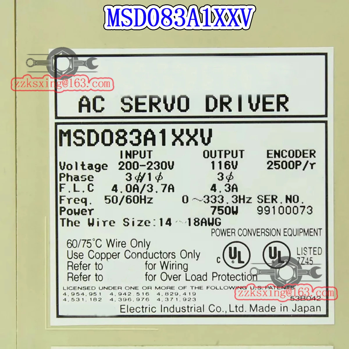 Brann 오리지널 AC 서보 드라이버 MSD083A1XXV