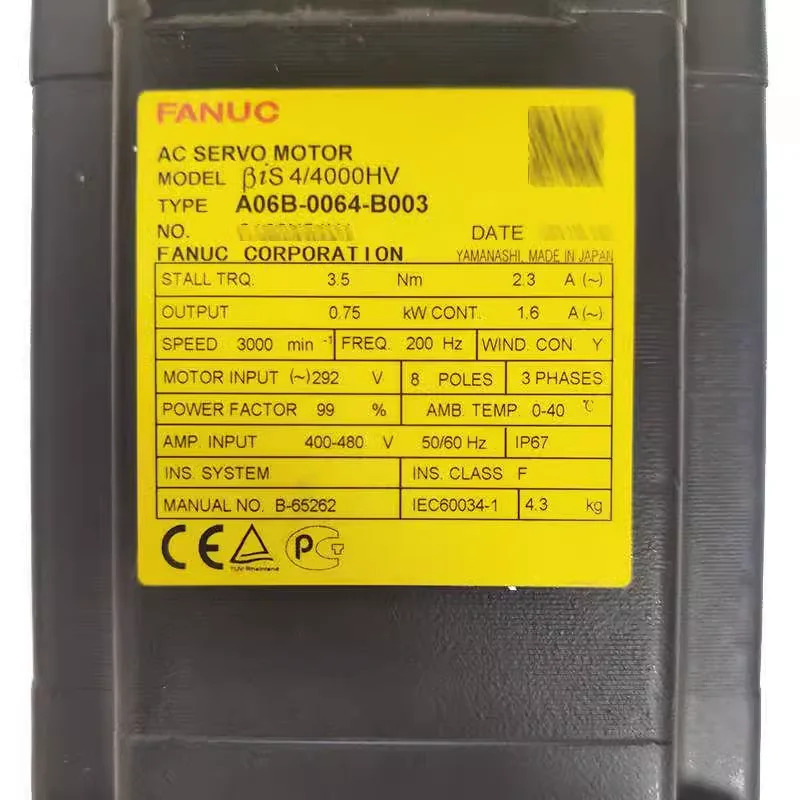 A06B-0064-B003 CNC 기계Fanuc AC 서보모터 12개월 A06B0064B003