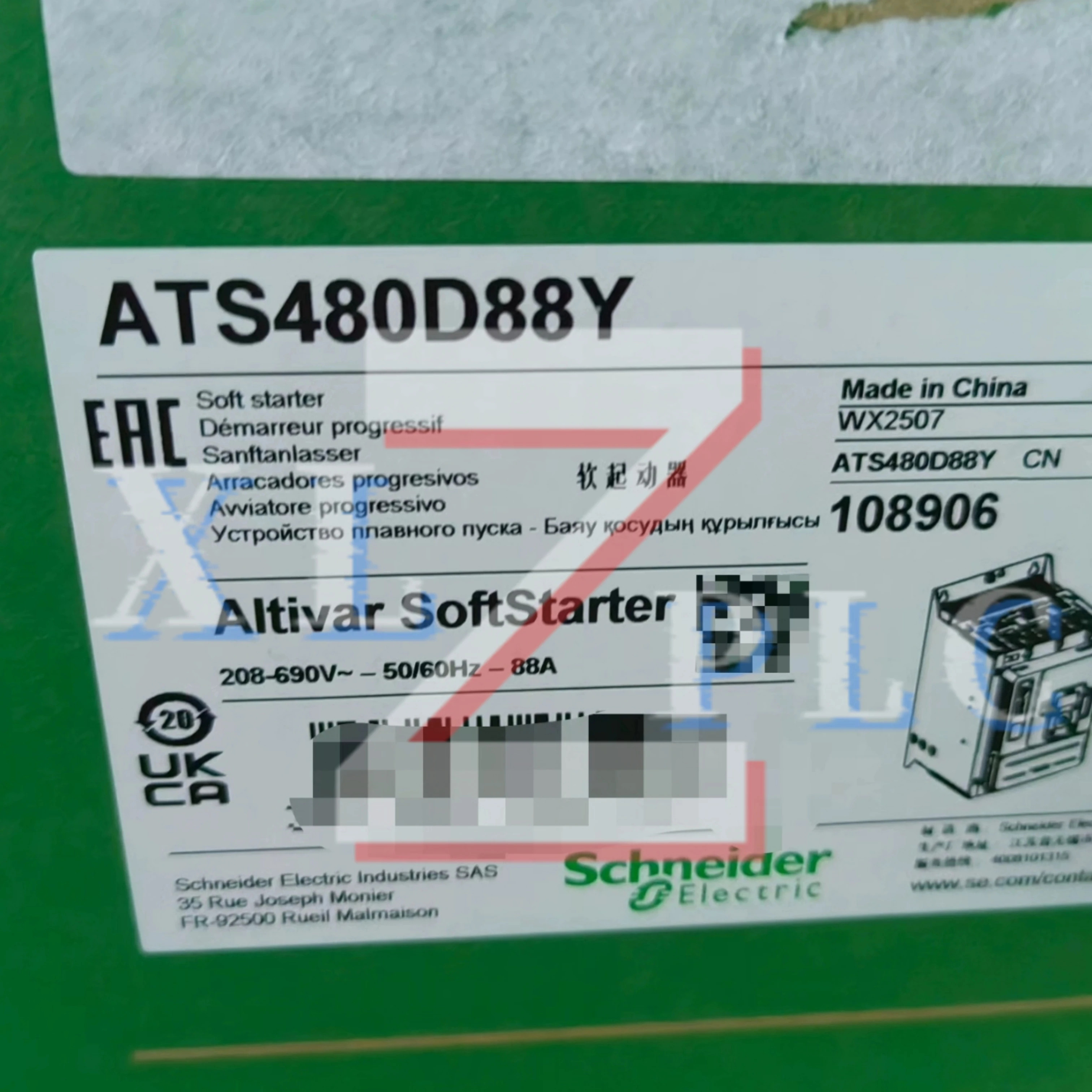 소프트 스타터 ATS480D62Y 62A 30kW ATS480D75Y 75A 37kW ATS480D88Y 88A 45kW 새