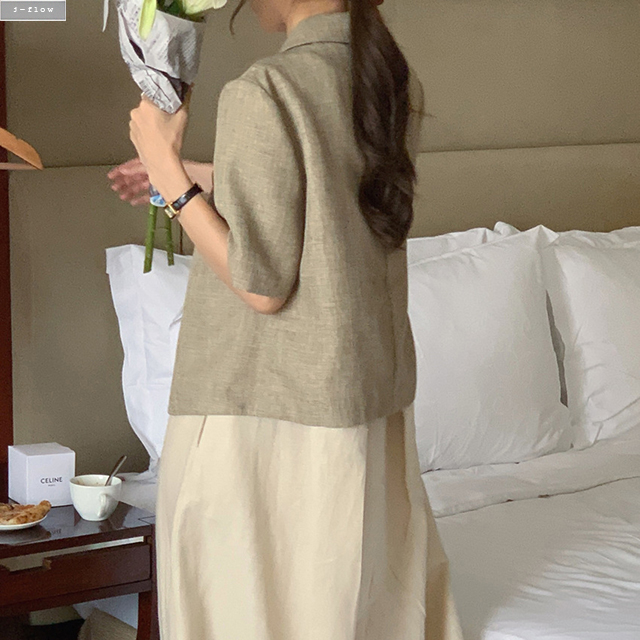 마론 백리스 린넨 민소매 맥시 롱원피스 2col 봄 여름 나시 버튼 레이어드 제이플로우 이미지 6