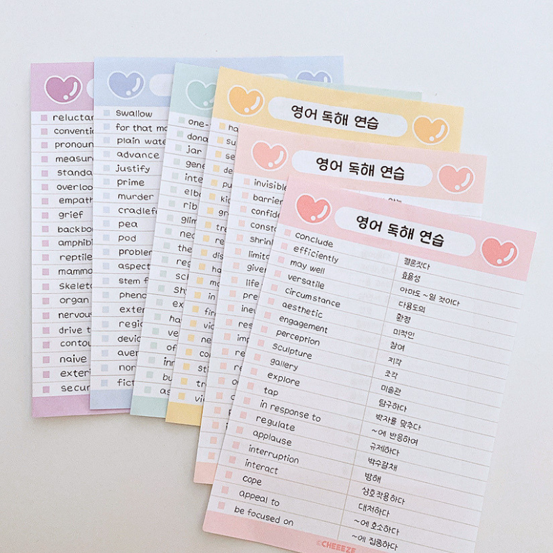 치이즈샵 떡메모지 달콤 단어장 100매 뜯어쓰는 영어단어장 캐릭터 예쁜 영단어 일본어 초등 - 상세 이미지 5