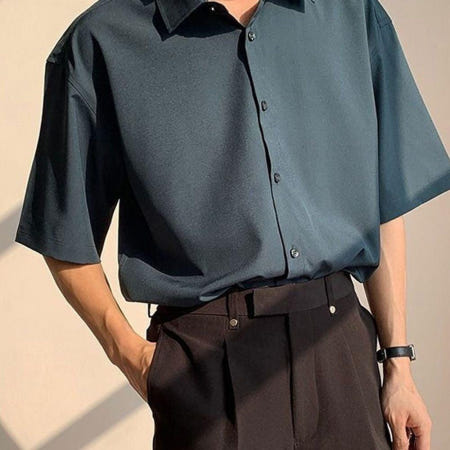 여름티셔츠 데일리 ㄴ마성 여름 멋쟁이 오버핏 쿨 반팔 셔츠