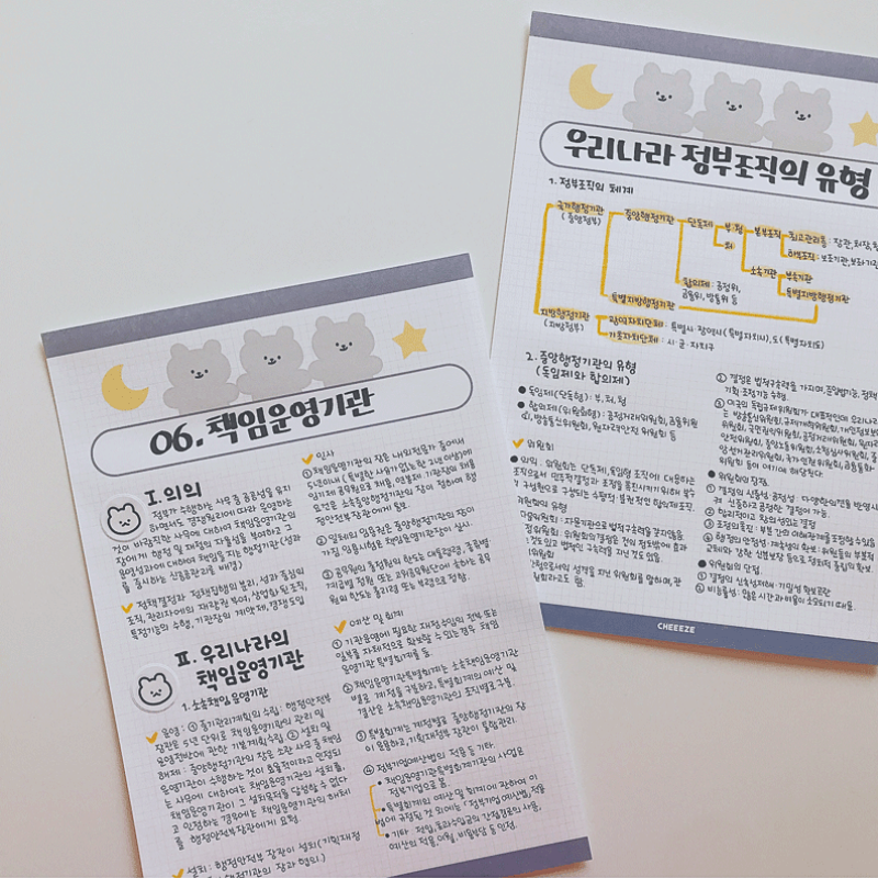 치이즈샵 떡메모지 A5 피식곰 모눈 120g 캐릭터 공시생 메모지 노트 공부정리 메모장 - 상세 이미지 4