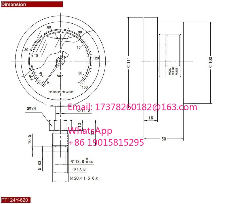 PT124Y62040MPAM2782MM ZHYQ 다이어프램 압력 게이지