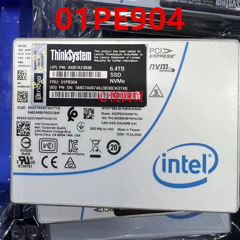 Lenovo호환오리지널 솔리드 스테이트 드라이브 거신 6.4TB 2.5 인치 4XB7A13938 01PE904