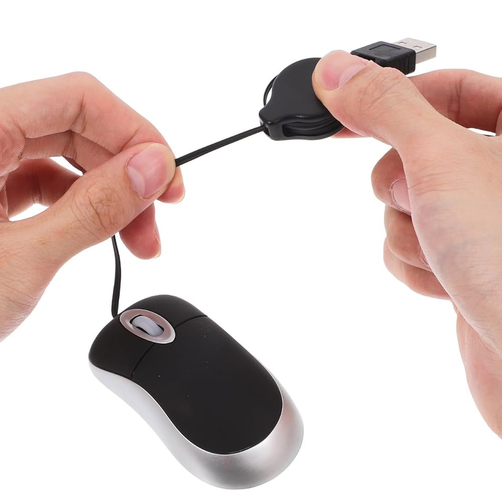 Angoily 2피스 USB 마우스 유선 미니 편안한 휴대용 오른손 적합 그립 스크롤 왼손 노트북에 7X4CMx3pcs Blackx3pcs - 상세 이미지 3