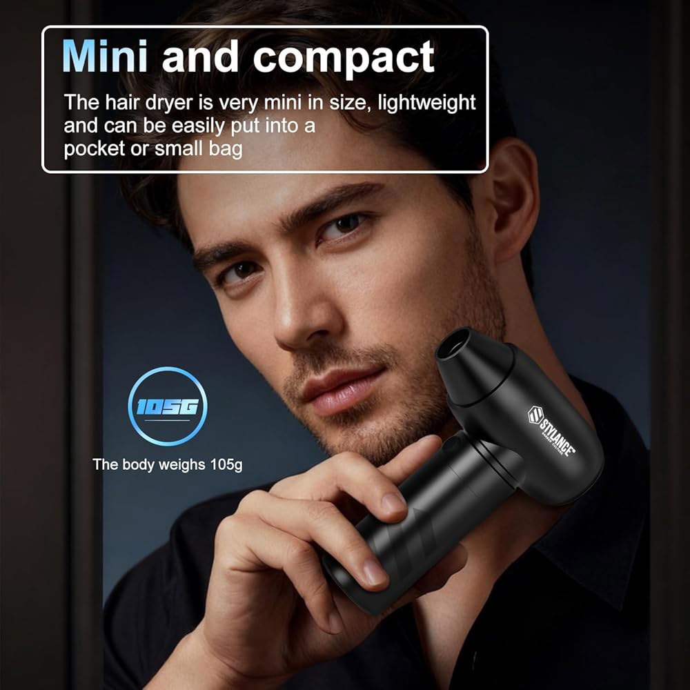 STYLANCE Barber 에어 더스터, 110000 RPM 도구, 먼지 필터가 블로어, 헤어, 알루미늄 2개 위한 터보 키보드, 충전식 헤어 PC용 2-in-1 노즐 미니 클리 - 상세 이미지 3