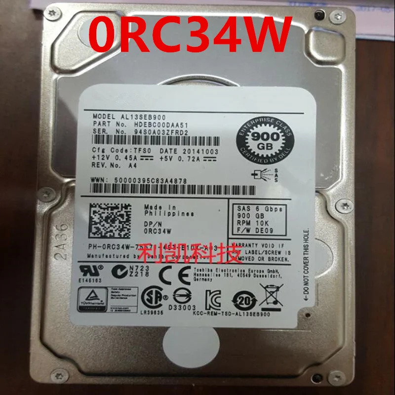 DELL 900GB SAS 2.5 10000RPM 64MB 서버 HDD 0RC34W RC34W AL13SEB900새 하드
