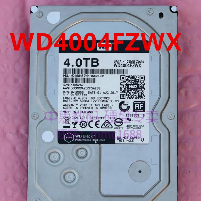 오리지널 거하드 WD 4TB SATA 3.5 인치 7200RPM 128MB 데스크탑 HDD WD4004FZWX