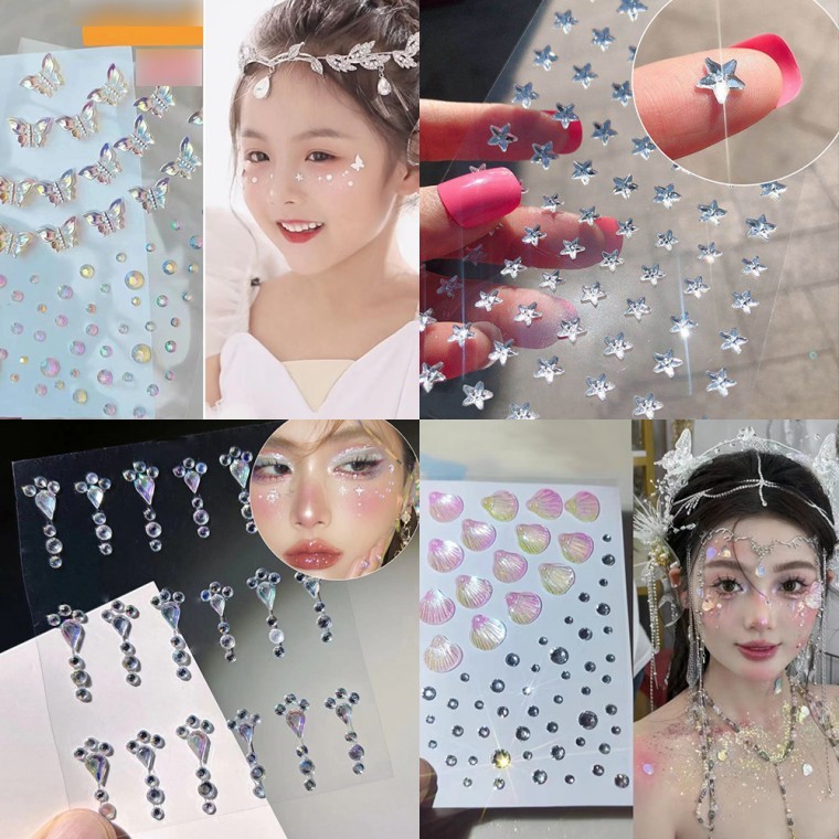 도모아 페이스멀티아트스티커 쥬얼리 뷰티 파츠 펄 큐빅 - 상품 이미지