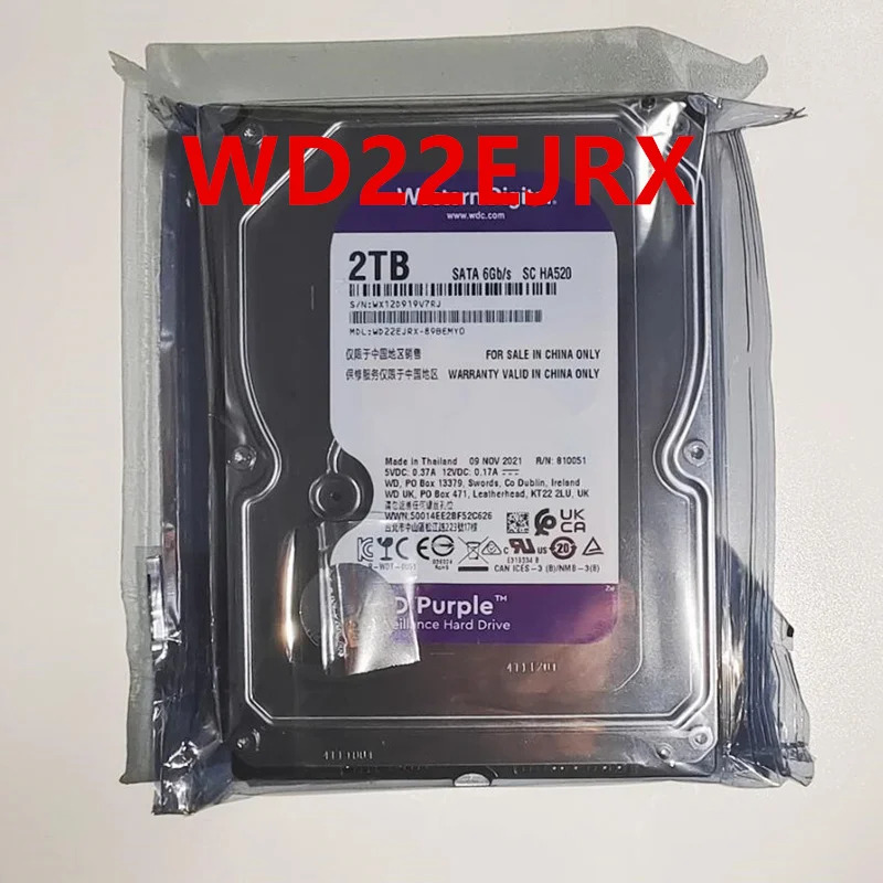 WD22EJRX 감시 HDD 오리지널 하드 WD 2TB SATA 3.5 인치 7200RPM 64MB