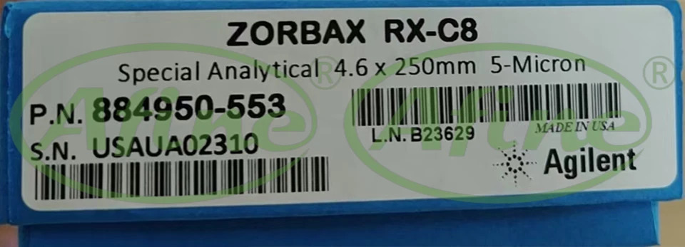 AFINE Agilent 884950-553 ZORBAX Rx-C8 컬럼 다공성 실리카 탄소 로딩 5um 4.6x250mm