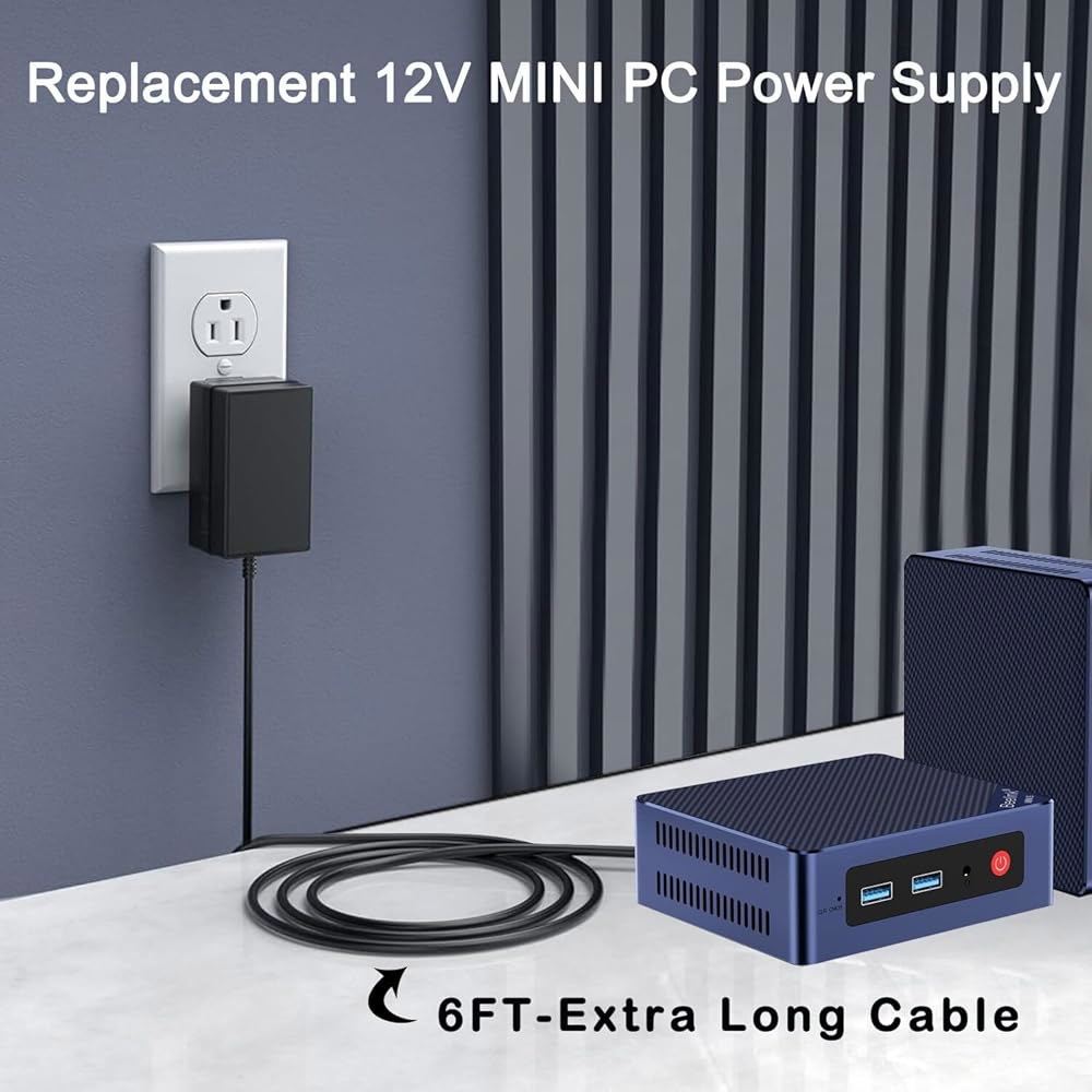 미니 PC용 12V AC/DC 어댑터 충전기 전원 인텔 Nucbox /S12 G3 S13 Plus Beelink 코드 Mini GMKtec N150 GK3Plus/AK1PLUS/A - 상세 이미지 2